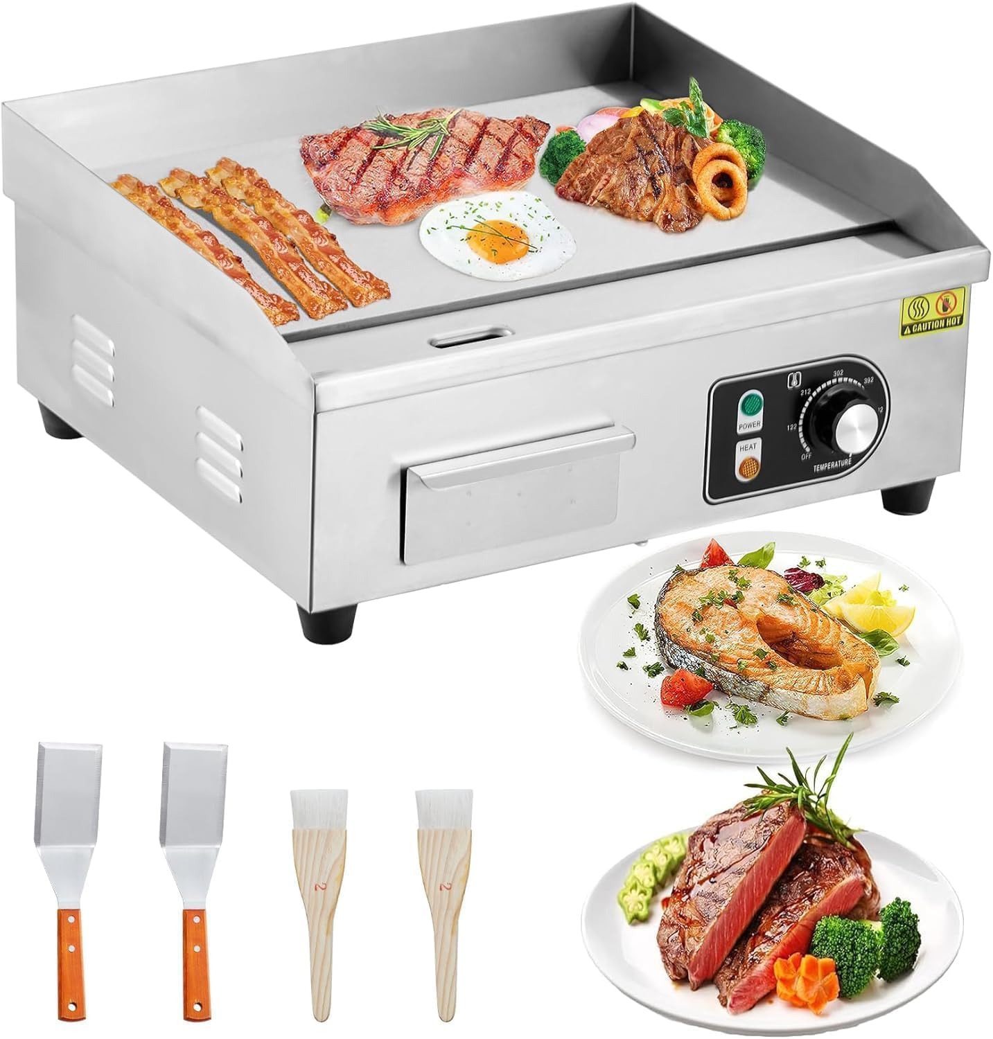 Commercial Electric Griddle Flat Top - Panggangan Listrik Komersial 1600W, Panggangan Datar