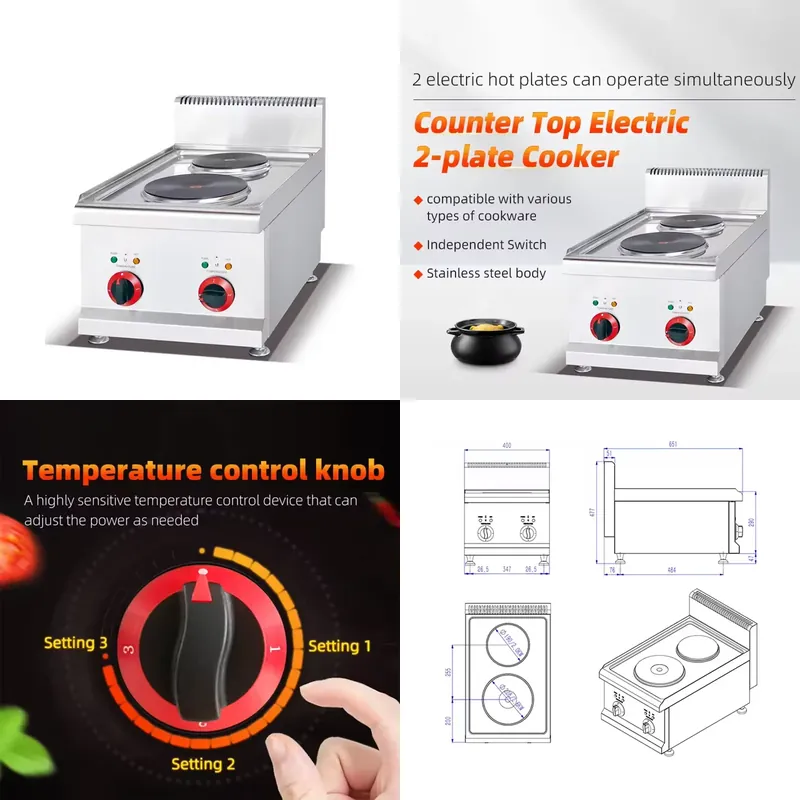 Commercial Hot Plate Electric 2 Burner - Untuk Kompor Listrik Meja Komersial, Panci