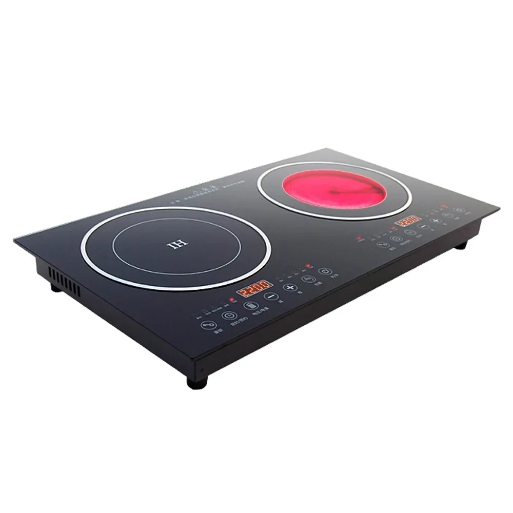 Kompor Tanam Panel Bawaan Baru - Double Induction Cooktop 220V ulasan dan harga
