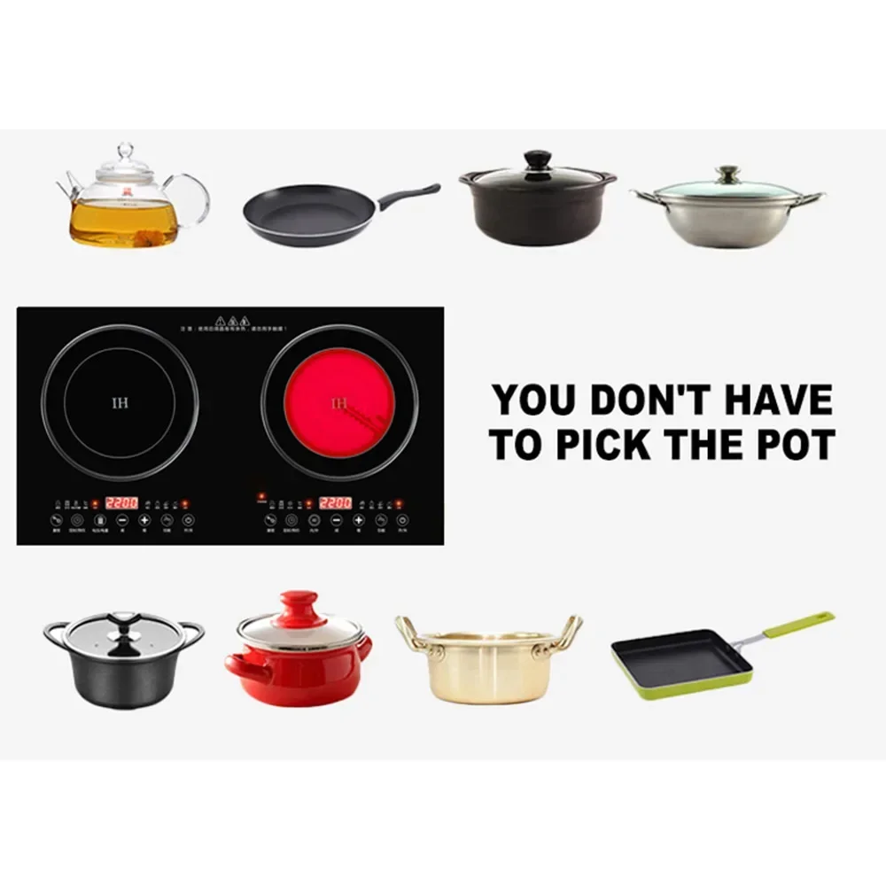 Kompor Tanam Panel Bawaan Baru - Double Induction Cooktop 220V ulasan dan harga